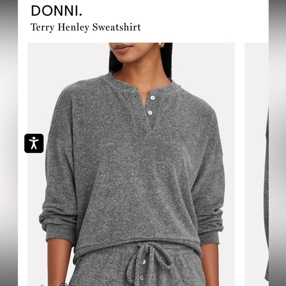 DONNI Terry Henley Sweatshirt Heather Grey - Picture 1 of 5